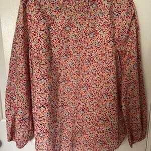 J. Crew x Liberty Fabrics long sleeve ruffle neck top, Phoebe floral